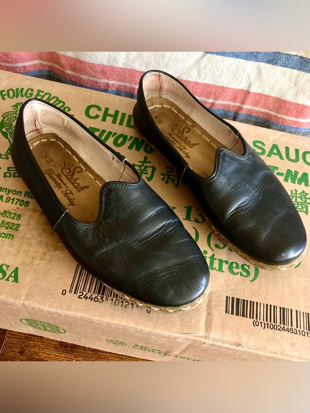 Sabah Black Leather Slip-On Loafers
